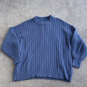 Aerie Blue Ribbed Crew Neck Sweater